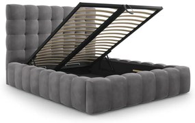 Сиво тапицирано двойно легло с място за съхранение и решетка 160x200 cm Bali - Cosmopolitan Design