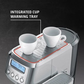 Еспресо машина Caso Gourmet Latte, 1350W, 20 bar, 1.3 л, ULKA, 6 програми, Предварително запарване, Портафилтър, ESE, Инокс