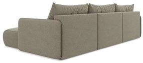 Бежов разтегателен ъглов диван с място за съхранение Nanea – Makamii