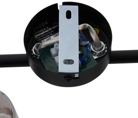 Модерен таванен полилей черен с кръгло димно стъкло 2-светлинен - Cilin