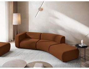 Оранжев/кафяв кадифен шезлонг (десен ъгъл) Ekahi – Makamii