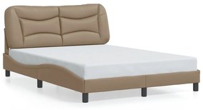 3208006 vidaXL Рамка за легло без матрак Hvar, капучино, 140x200 см, изкуствена кожа