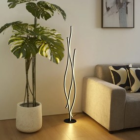 Дизайнерска подова лампа черна вкл. LED димируема - Ying