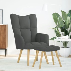 4016779 vidaXL Релакс стол с табуретка, тъмносив, текстил