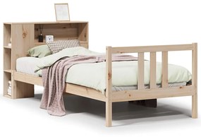 3322291 vidaXL Легло с рафтове за книги, без матрак, 75x190 см, бор масив