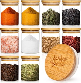 Klarstein Кръгли чаши, бамбуков капак, 10 броя, всяка по 150 мл., вакуум