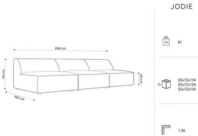 Сив кадифен диван 240 cm Jodie – Micadoni Home
