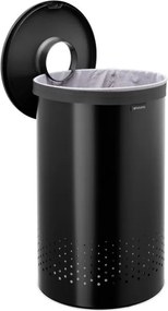Кош за пране Brabantia 1008918, 60 л, Пластмасов капак, Пълнене без отваряне, Вентилационни отвори, Черен