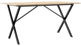 3282698 vidaXL Трапезна маса X-образна рамка 140x80x75 см бор масив и стомана