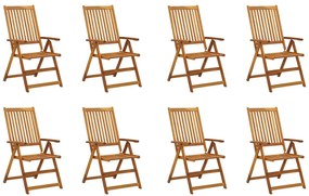 3075053 vidaXL Сгъваеми градински столове, 8 бр, акация масив