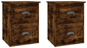816403 vidaXL Нощни шкафчета за стенен монтаж, 2 бр, опушен дъб, 41,5x36x53см