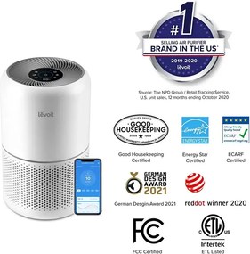 Втора ръка: Пречиствател за въздух Levoit Core 300S, 41 м2, 23W, True HEPA, Гласови команди, Таймер, 3 скорости, Тих, Без озон, Бял