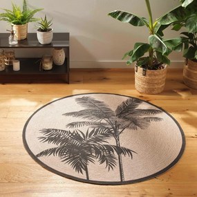 Черно-бежов кръгъл килим подходящ за пране ø 120 cm Tropic – douceur d'intérieur