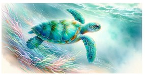 Картина на платно – Костенурка сред коралите