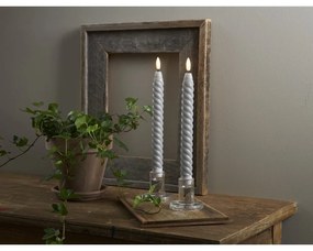 Комплект от 2 LED свещи от сив восък, височина 25 см Flamme Swirl Antique - Star Trading