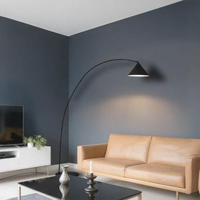 Ретро подова лампа черна с бял интериор - Triangolo