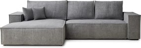 Сив шенилов сгъваем/с място за съхранение ъглов диван (ляв ъгъл) Maze – Maison de Rêve
