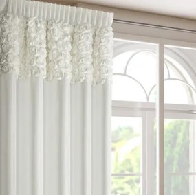 Кремава кадифена завеса с 3D рози - панделка Ширина: 140 см | Дължина: 270 см