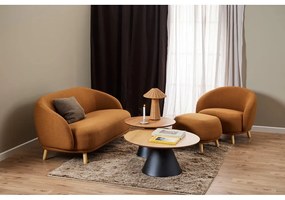 Кръгла масичка за кафе в черен и естествен цвят с дъбов плот ø 85 cm Soli – Actona