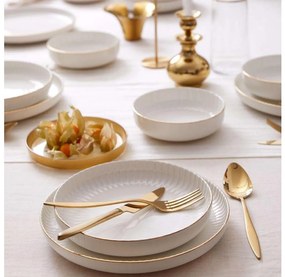 Комплект за хранене, 18 части, бял/златен/порцелан