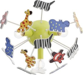 Redo 04-514 - детско таванно осветително тяло SAFARI, 3xE14/28W/230V, диаметър 41 см, пъстроцветно