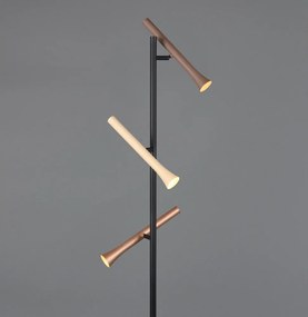 Черна LED подова лампа с метален абажур (височина 150 cm) Fiato – Trio