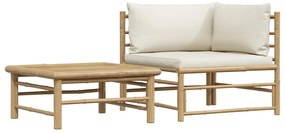 313144 vidaXL Градински лаундж комплект кремави възглавници 2 части бамбук