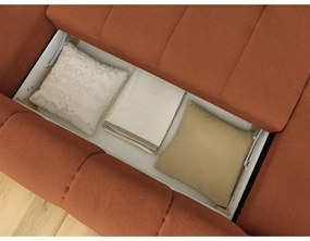 Сгъваем/с място за съхранение ъглов диван в тухлен цвят (десен ъгъл/U форма) Fuji – Bobochic Paris