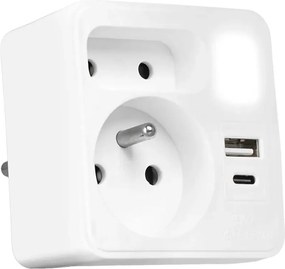 Разклонителна розетка 2 гн. + USB-C + USB-A с LED осветление 0,5W/230V 3000K