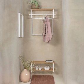 Метална стенна закачалка в бял и естествен цвят с рафт Rizzoli - Spinder Design