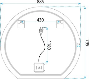 Огледало LED 90cm Fabio