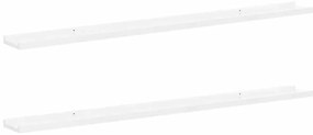 326652 vidaXL Стенни рафтове, 2 бр, бял гланц, 115x9x3 см