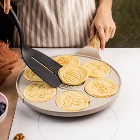 Тиган за палачинки Klausberg KB 7970, 26.5 см, 7 отделения, Незалепващо покритие, Индукция, Бежов