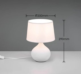 Настолна лампа от бяла керамика и плат, височина 29 cm Martin - Reality