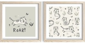 Детски картини в комплект от 2 броя 33x33 cm Roar - Wallity