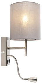 Модерен стенен аплик стомана с сив памучен абажур - Stacca