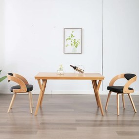 283105 vidaXL Трапезни столове, 2 бр, черни, извито дърво и изкуствена кожа