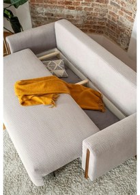 Бежов сгъваем/с място за съхранение диван от рипсено кадифе 244 cm Arcadova – ELTAP