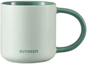 Керамична чаша за чай и кафе Buydeem CD1018-CG, 350 мл, Плоско дъно, Вътрешна мерителна скала, Високотемпературна керамика, Зелен