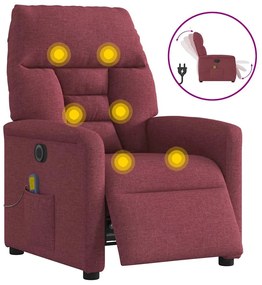 3303025 vidaXL Електрически масажен наклоняем стол, виненочервен, текстил