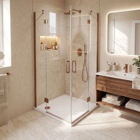 Корито за душ кабина-акрилно Rea Belmond White 90x90 Brush Copper
