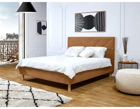 Оранжево тапицирано двойно легло с включена подматрачна рамка 160x200 cm Romane – Bobochic Paris