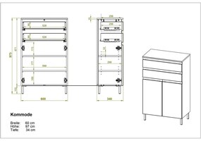 Бял нисък шкаф за баня в дъб 60x97 cm Torrance - Germania