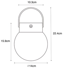 Външна висяща лампа черна с LED 3-степенен димер соларна - Cornelia