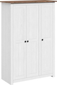 282663 vidaXL Гардероб с 3 врати, бял, 118x50x171,5 см, бор, Panama Range