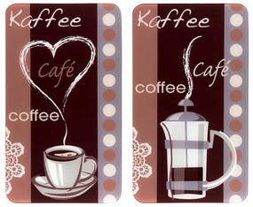 Комплект от 2 стъклени капака за печка Кафе, 52 x 30 cm Coffee Flamour - Maximex