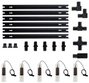 Модерна релсова система с 5 висящи лампи тъмен бронз 1-фазов - Iconic Lloyd