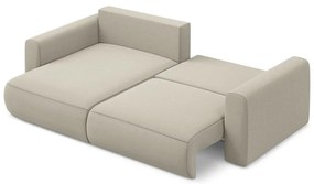 Бежов кадифен разтегателен ъглов диван с място за съхранение (ляв ъгъл) Kapua – Makamii