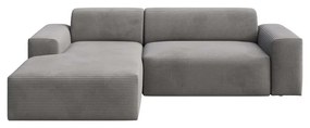 Ъглов диван от сив велур (ляв ъгъл) Fluvio - MESONICA