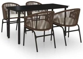 3099229 vidaXL Градински трапезен комплект, 5 части, кафяв